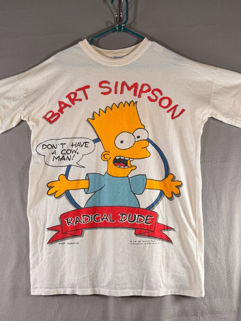 Flirts one-size Bart Simpson 1990 T-Shirt Don't Have A Cow Man Radical Dude Fox